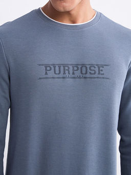 Bisiklet Yaka Bask?l? Erkek Sweatshirt