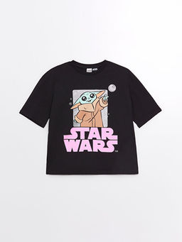 Bisiklet Yaka Star Wars Bask?l? K?sa Kollu K?z ?ocuk Ti??rt