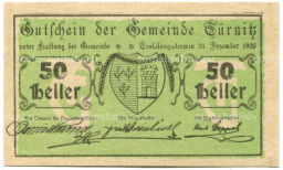 50 геллеров 1920 года Австрия Тюрниц (нотгельд)