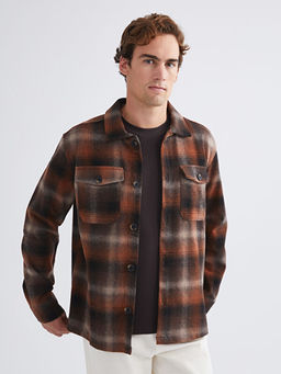 Regular Fit Uzun Kollu Ekose Erkek G?mlek Ceket