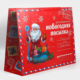 Пакет подарочный новогодний ламинированный «НГ посылка», XXL 46×61×20 см