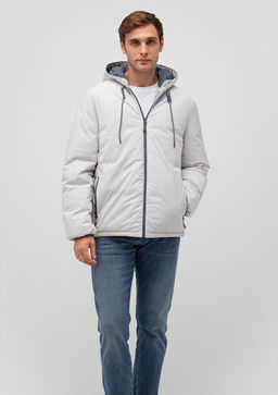 Kapusonlu Ac?k Gri Sisme Mont - Mavi фото 2