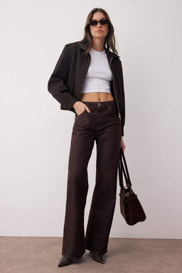 Kahverengi Yuksek Bel Genis Paca Wide Leg Jeans TWOAW26JE00119 - Trendyolmilla фото 2