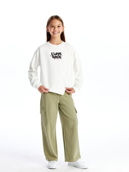 Bisiklet Yaka Bask?l? Uzun Kollu K?z ?ocuk Sweatshirt - Waikiki фото 5