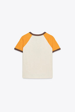 SLOGAN T-SHIRT WITH RIBBED TRIM - Zara фото 23