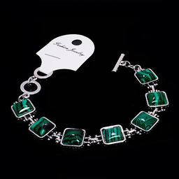 Браслет металл и камни из Малахита дарует любовь и счастье