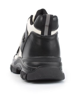05-P51-1Z WHITE/BLACK Кроссовки женские зимние (натуральная и искусственная кожа, шерсть)