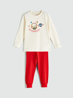 Bask?l? Erkek ?ocuk Pijama Tak?m