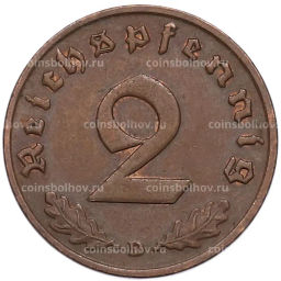 Монета 2 рейхспфеннига 1937 года D Германия