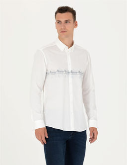 Koyu Mavi Slim Fit Uzun Kollu G_mlek - Pierre cardin фото 3