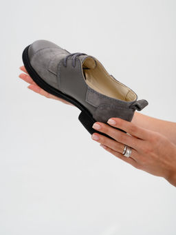 Полуботинки туфли EDART 205.патриция bl. Серый замок замша+серый игуана фото 17