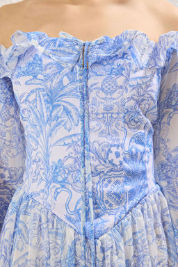 TRENDYOLMILLA Bridal Ekru A-Kesim Astarl? Volanl? Dokuma Sifon K?sa Dugun/Nikah S?k Abiye Elbise TPRSS23EL00096 фото 52