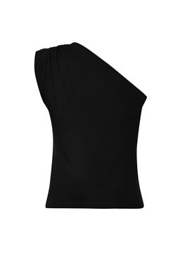 Siyah Asimetrik Tek Omuz Vatkal? Esnek Orme Bluz TWOSS24BZ00133