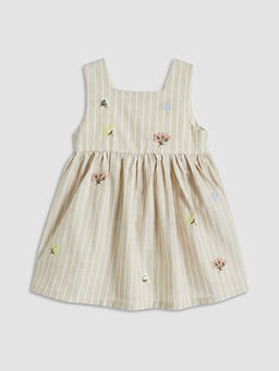 Kare Yaka ?izgili Nak??l? K?z Bebek Elbise