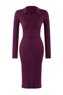 TRENDYOLMILLA Siyah Midi Triko Polo Yaka Elbise TWOAW22EL1376  фото 6