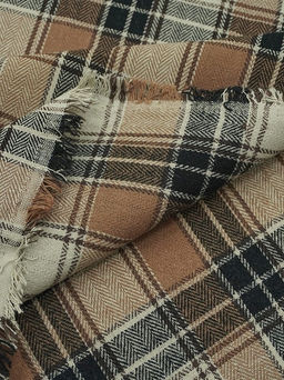 Фуле Клетка цв.карамельно-коричневый/бежевый/черный, ш.1.45м, хлопок-95%, п/э-5%, 150гр/м.кв - Купава фото 7