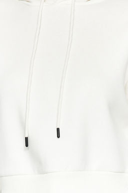 TRENDYOLMILLA Ekru Kal?n Ici Polarl? Kapusonlu Rahat Kesim Crop Basic Orme Sweatshirt TWOAW24SW00105  фото 16