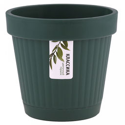 Горшок для цветов пластмассовый "Классика" 1,4л, д14,5см, h13,5см, с поддоном, темно-зеленый (Россия)