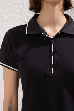 TRENDYOLMILLA Bordo Renk Bloklu Polo Yaka Skater/Belden Ac?lan Mini Orme Elbise TWOSS25EL00376 фото 7