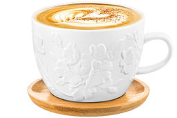 Чашка для капучино и кофе латте 500 мл 15*12,8*8,5 см Цветущая сакура+ дерев. подставка - Elan gallery фото 12