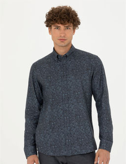Lacivert Slim Fit Uzun Kollu G_mlek - Pierre cardin фото 3