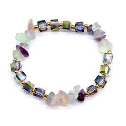 Браслет из крошки флюорита с цирконами, 17см