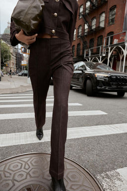 CONTRAST STITCH SEAM DETAIL FLARE TROUSERS - Zara фото 2
