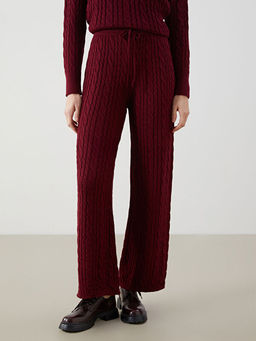 Beli Lastikli Kendinden Desenli Kad?n Triko Pantolon