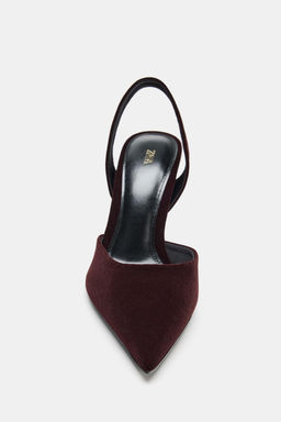 VELVET EFFECT HIGH-HEEL SLINGBACK SHOES - Zara фото 5