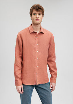 Turuncu Keten Gomlek - Mavi фото 3