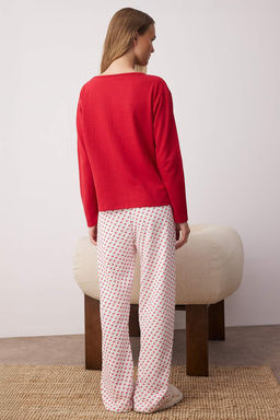 Trendyolmilla Beyaz Pamuklu Galaksi Desenli Sloganl? Uyku Bantl? Orme Pijama Tak?m? THMAW25PT00223 фото 13