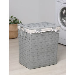 Корзина для белья Доляна Плетение, с крышкой, 463450 см, серая фото 5