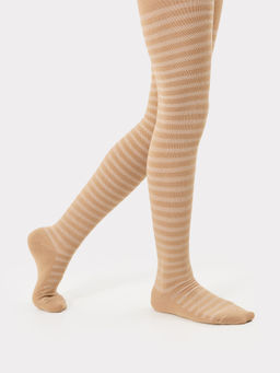 Цена за 3 пары! Колготки для девочек коричневые в светлую полоску