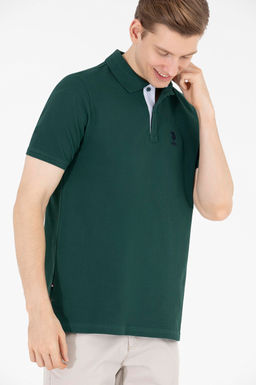 Мужская темно-зеленая футболка с воротником поло Basic - U.s. polo assn фото 4