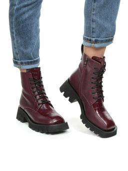01-CG34-2 WINE Ботинки демисезонные женские (натуральная кожа, байка)