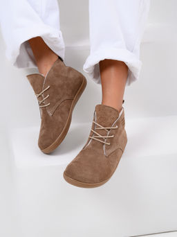 Босоногие ботинки 208.NATAbr.Серо-коричневая замша/Шерсть