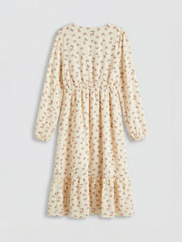 Bisiklet Yaka Desenli K?z ?ocuk Elbise