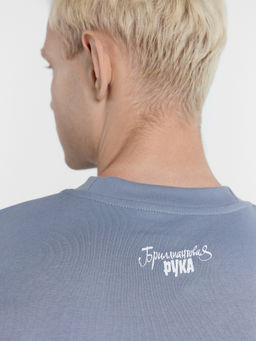 Футболка мужская сизо-синяя mark formelle x мосфильм сизый +печать 111885  фото 6