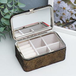 Шкатулка кожзам для украшений Мелкие квадратики. Шоколад 6х7х12 см - Simaland фото 2