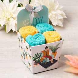 Салфетки махровые декоративные Этель Spa day, 4 шт., 30?30 см, хлопок 100%, голубые, жёлтые