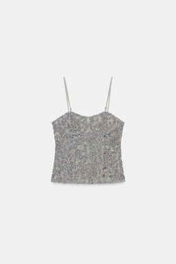 TOP BRILLOS ZW COLLECTION / Azul / Gris