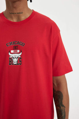 DeFactoFit Футболка свободного кроя с круглым вырезом и короткими рукавами NBA Chicago Bulls  фото 5