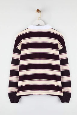 Cok Renkli Cizgili Polo Yaka Oversize/Genis Kal?p Orme Sweatshirt TWOAW26SW00245 - Trendyolmilla фото 8