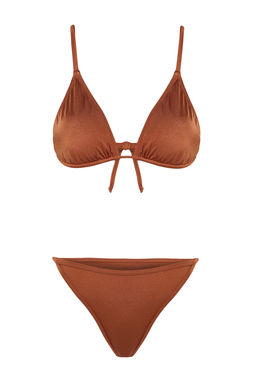 TRENDYOLMILLA Kahverengi Ucgen Brazilian 3lu Bikini Tak?m? TBESS24BT00022  фото 6
