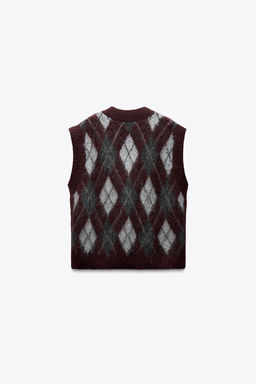 DIAMOND KNIT JUMPER VEST - Zara фото 6