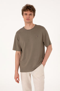 Erkek Comfort Fit Bisiklet Yaka Vizon Ti__rt Sepette S_rpriz _ndirim