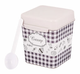 Цена за 2 шт. Ёмкость "Плетёнка" (сахар) 1,2л. с ложкой М4831