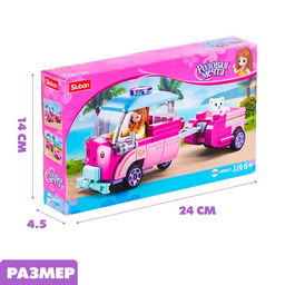 Конструктор Розовая Мечта «Машинка с прицепом», 116 деталей