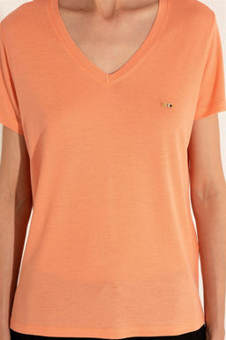 Футболка U. S. Polo Assn женская с v-образным вырезом лососевая - U.s. polo assn фото 14