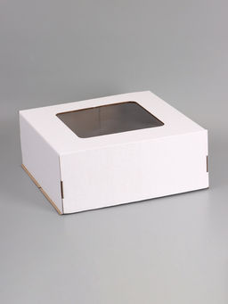Цена за 5 шт. Коробка для торта, с окном, белая, 50 х 50 х 20 см